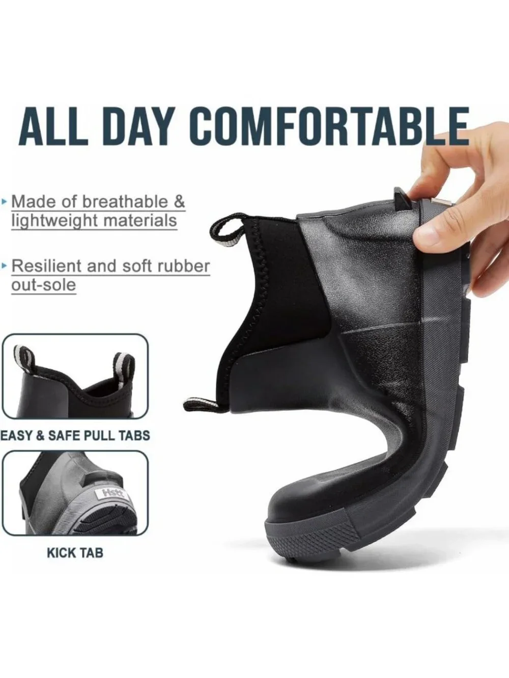 Waterproof Ankle Deck Boots for Men | Rubber Fishing Rain Boots, Slip-Resistant